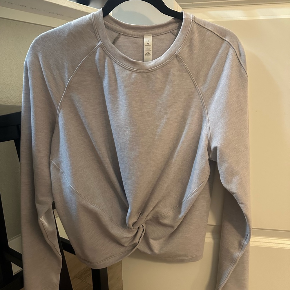 Lululemon Athletica Gray Crop Tie Front Hoodie